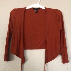 Forever 21 Orange 3/4 Sleeve Medium Tie Front Top